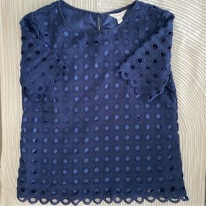 ADIVA Blue Button Closure Top with Scalloped Edges XS